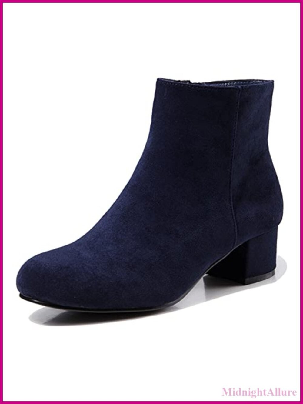 Women's Low Chunky Heel Ankle Boots Round Toe Suede Dress Booties